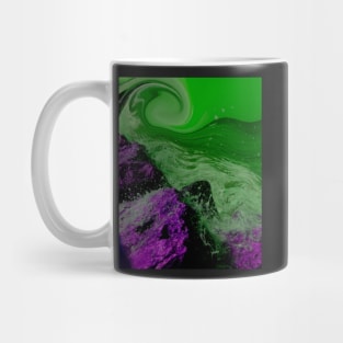 Song of the sea, ocean waves surfing the rocks of a splashing dashing restless Caribbean Sea Mug